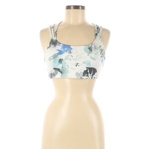 Athleta Blue and White Floral Sports Bra
